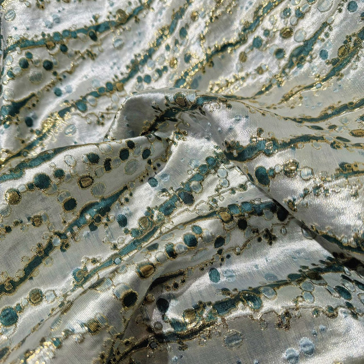 Abstract Kelp Forest & Air Bubble Brocade - Teal/Mint Cream