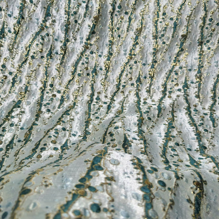 Abstract Kelp Forest & Air Bubble Brocade - Teal/Mint Cream