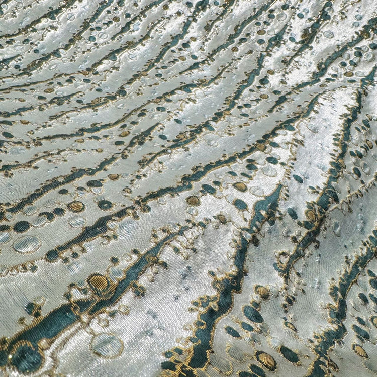 Abstract Kelp Forest & Air Bubble Brocade - Teal/Mint Cream