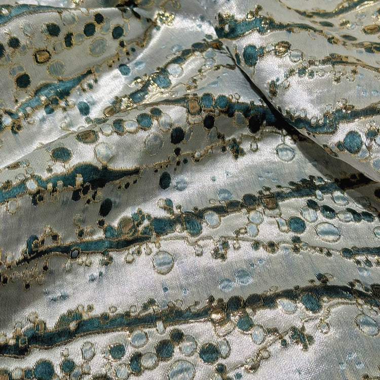 Abstract Kelp Forest & Air Bubble Brocade - Teal/Mint Cream