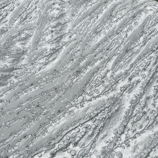 Abstract Kelp Forest & Air Bubble Brocade - White/Silver
