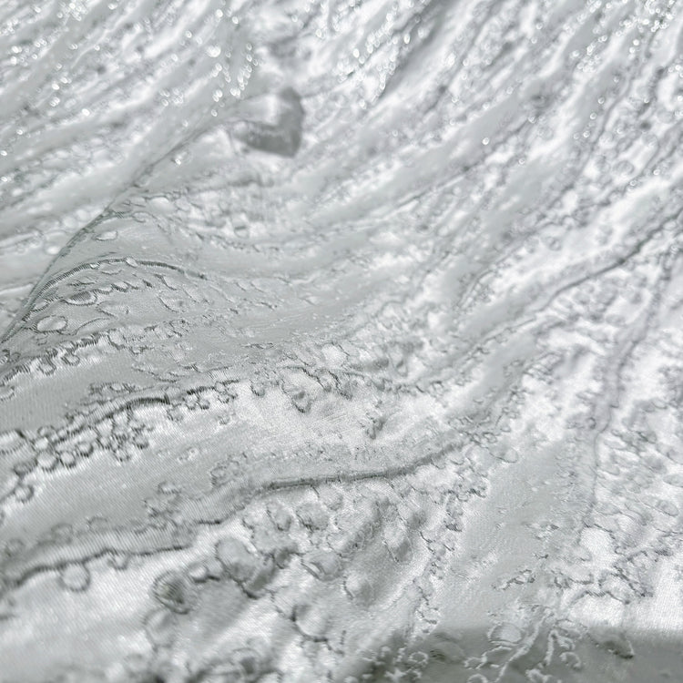 Abstract Kelp Forest & Air Bubble Brocade - White/Silver
