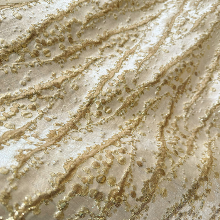 Abstract Kelp Forest & Air Bubble Brocade - Wheat/Gold Metallic