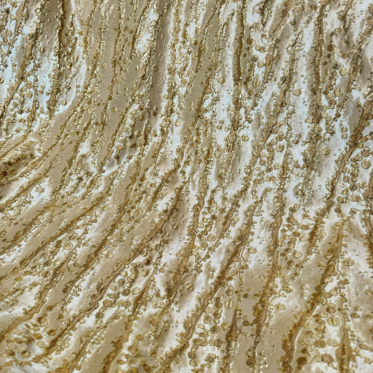 Abstract Kelp Forest & Air Bubble Brocade - Wheat/Gold Metallic