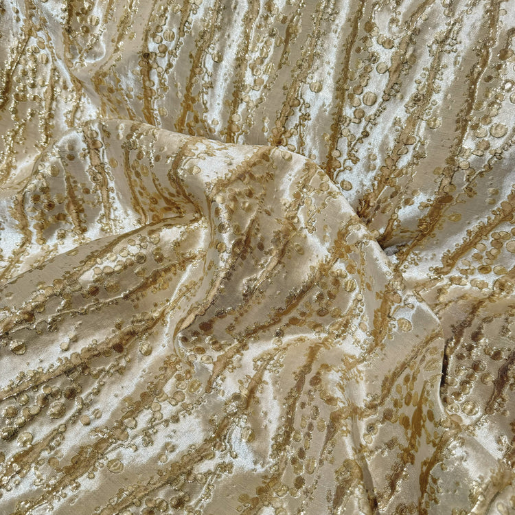 Abstract Kelp Forest & Air Bubble Brocade - Wheat/Gold Metallic