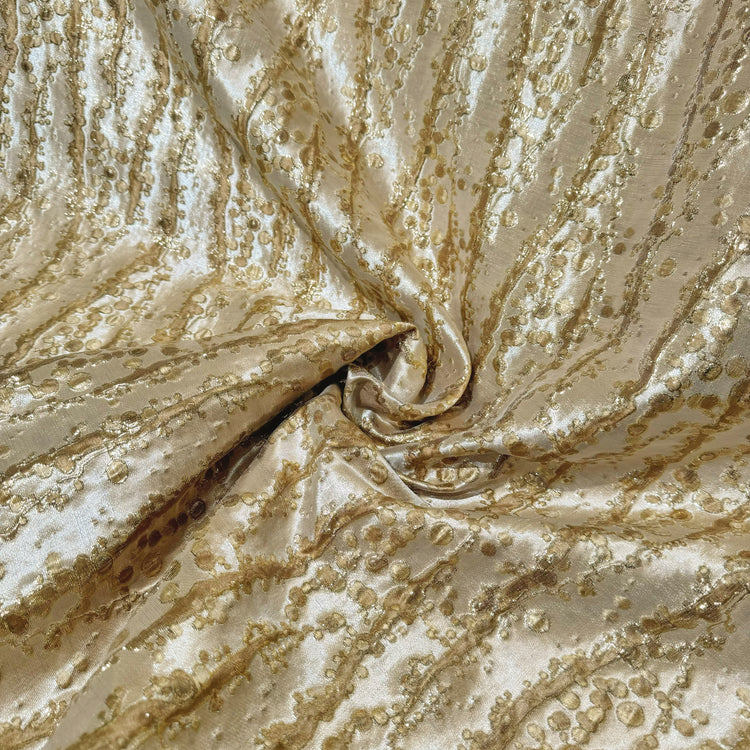 Abstract Kelp Forest & Air Bubble Brocade - Wheat/Gold Metallic