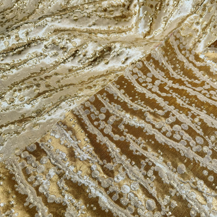Abstract Kelp Forest & Air Bubble Brocade - Wheat/Gold Metallic