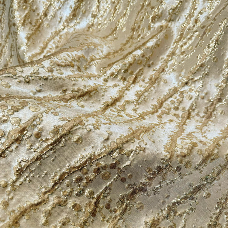 Abstract Kelp Forest & Air Bubble Brocade - Wheat/Gold Metallic