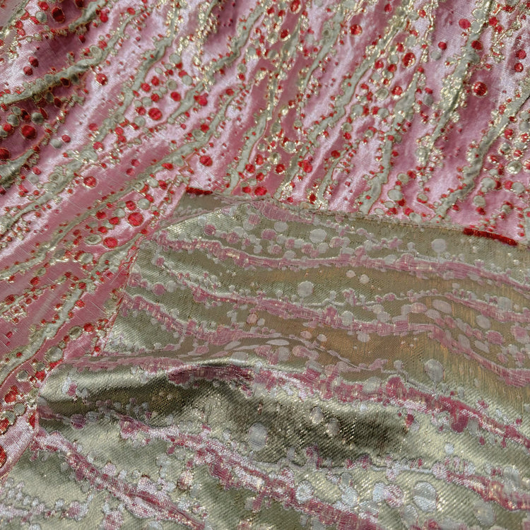 Abstract Kelp Forest & Air Bubble Brocade - Fire Brick/Pink