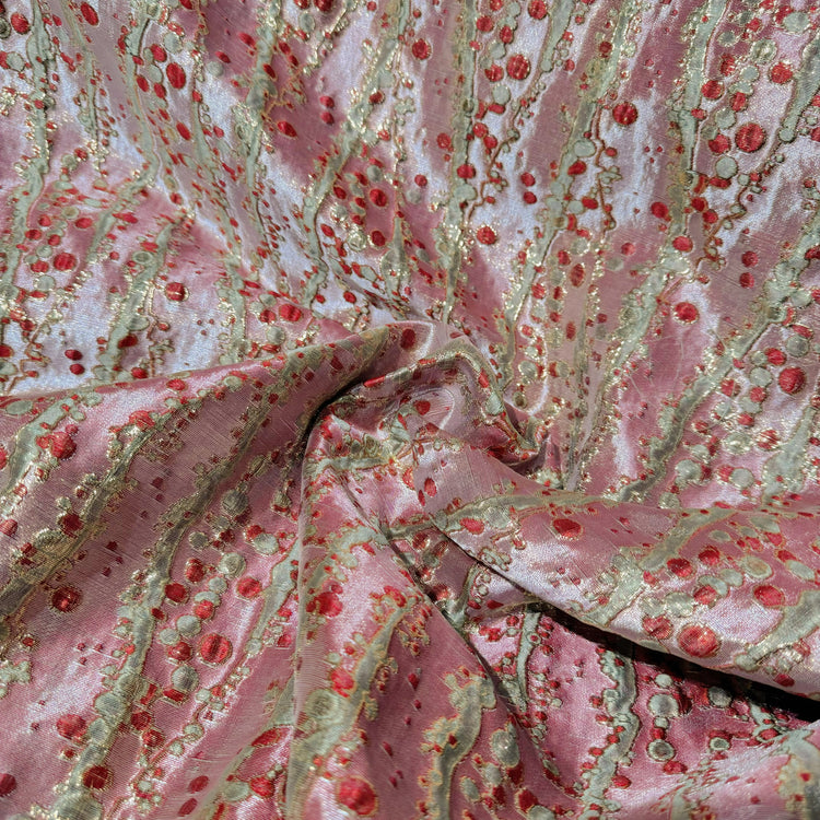 Abstract Kelp Forest & Air Bubble Brocade - Fire Brick/Pink