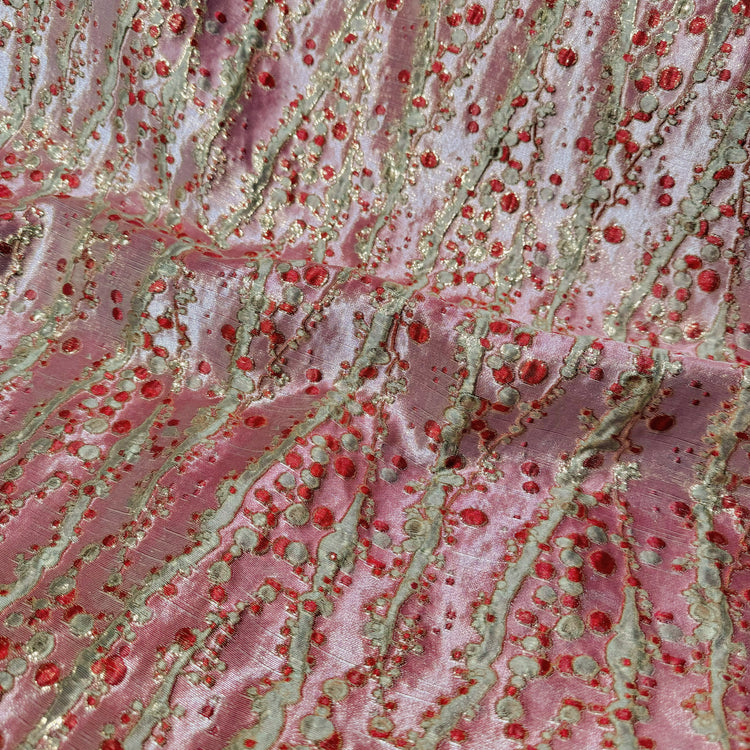 Abstract Kelp Forest & Air Bubble Brocade - Fire Brick/Pink