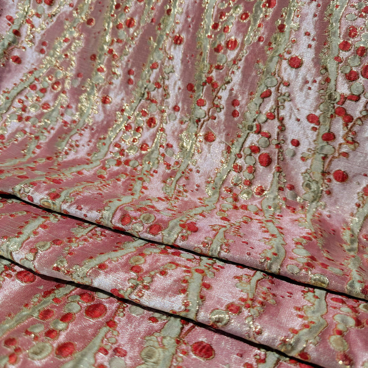 Abstract Kelp Forest & Air Bubble Brocade - Fire Brick/Pink