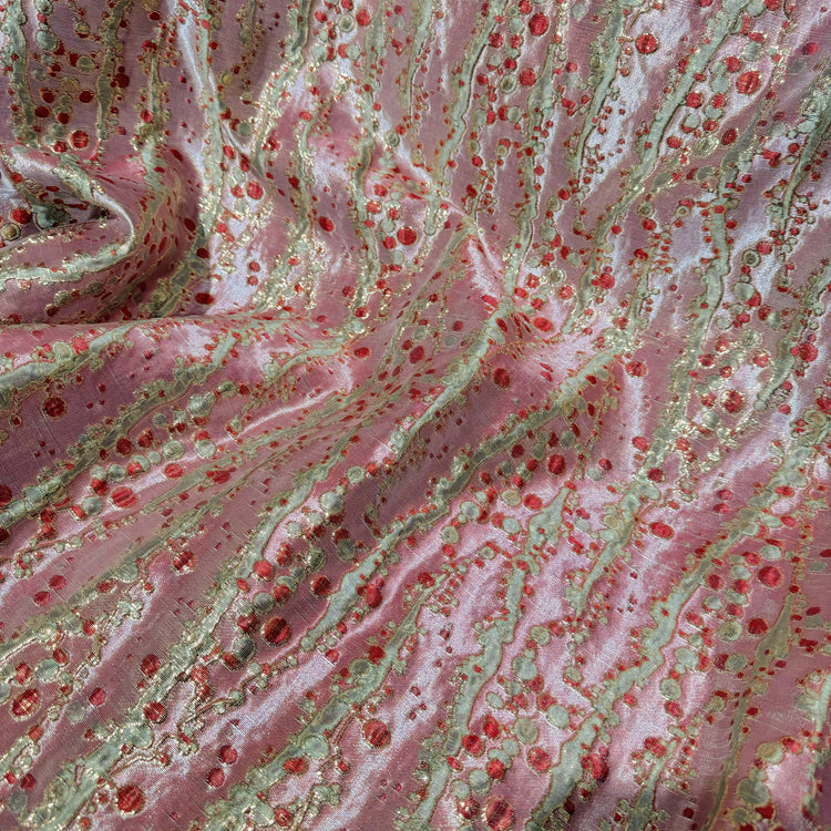 Abstract Kelp Forest & Air Bubble Brocade - Fire Brick/Pink