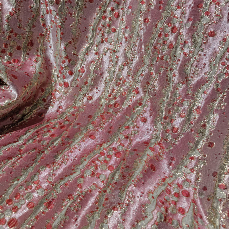 Abstract Kelp Forest & Air Bubble Brocade - Fire Brick/Pink
