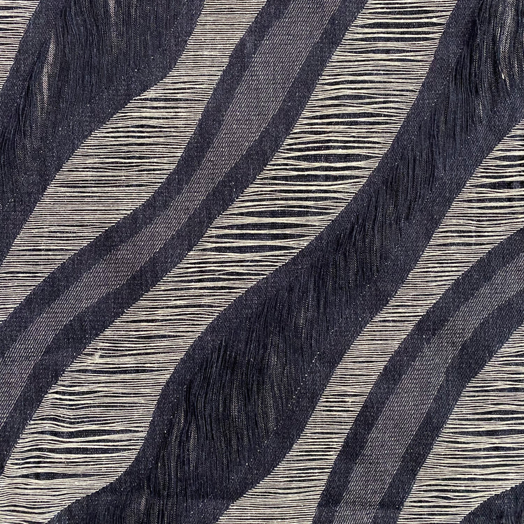 Yarn Float Fringed Wave Denim - Navy / Steel Blue / White