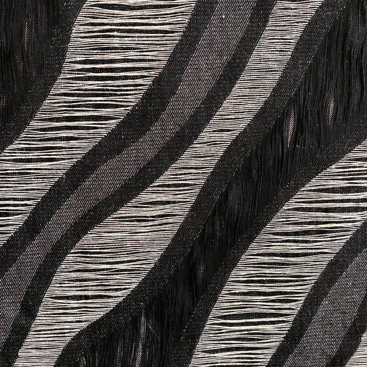 Yarn Float Fringed Wave Denim - Black / Grey / White