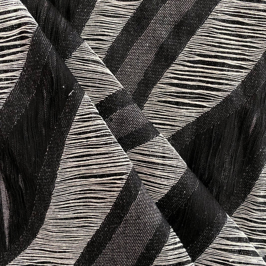 Yarn Float Fringed Wave Denim - Black / Grey / White