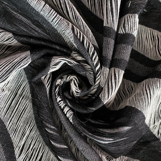 Yarn Float Fringed Wave Denim - Black / Grey / White