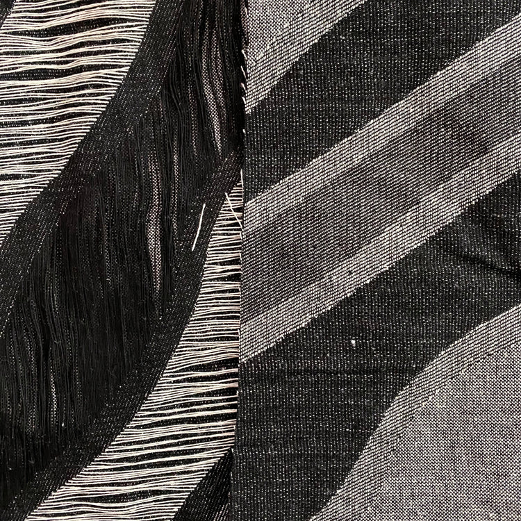 Yarn Float Fringed Wave Denim - Black / Grey / White