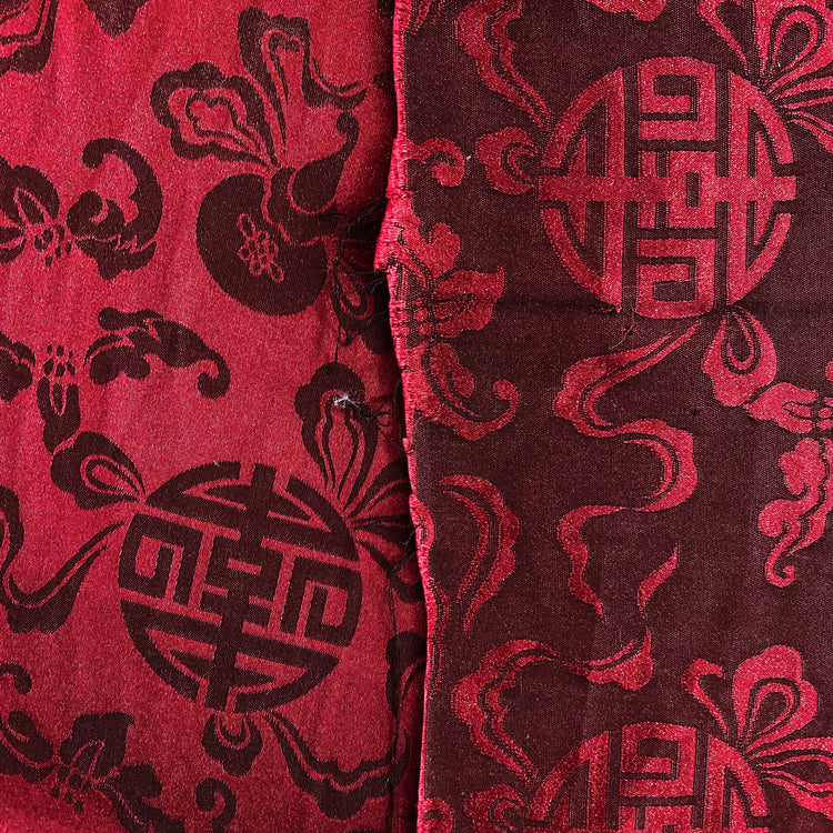 Feng Shui Satin Jacquard - Deep Crimson / Black