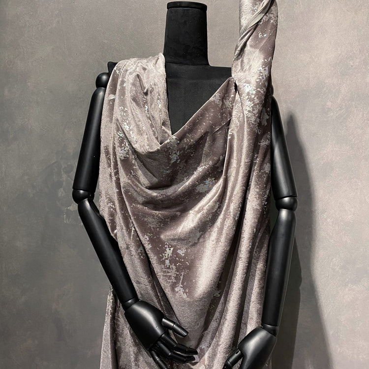 Abstract Holographic Splatter Velour - Grey
