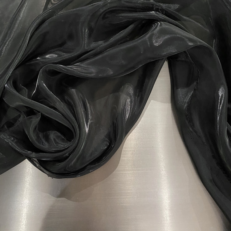 Liquid Shimmer Organza - Metallic Warp - Black