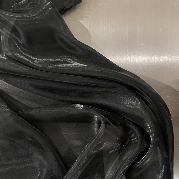 Liquid Shimmer Organza - Metallic Warp - Black