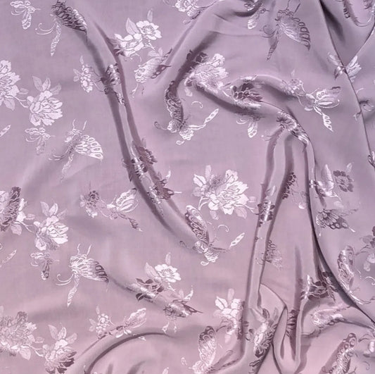 Butterfly Blossom Silk/Cotton Damask - Thistle