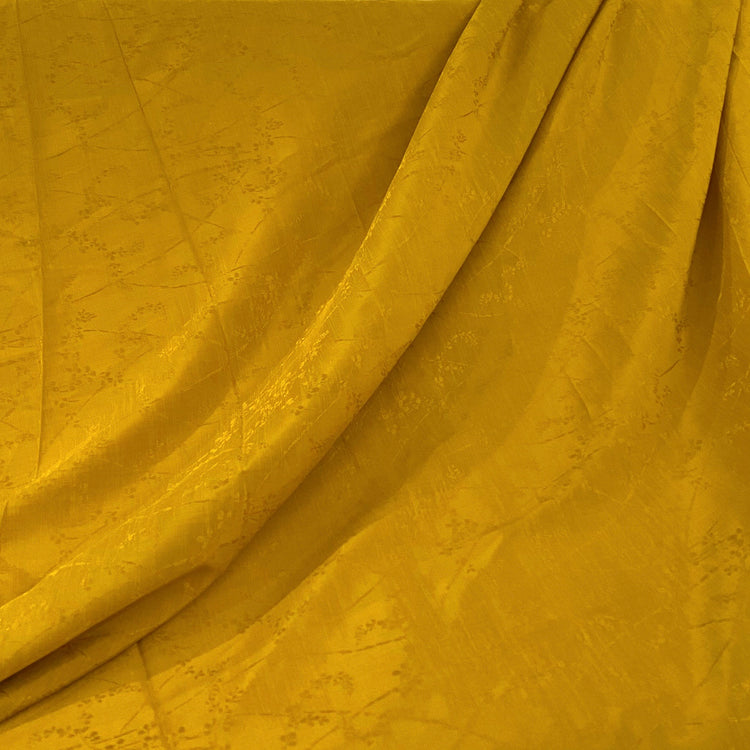 Floral Blossom Silk/Cotton/Linen Damask Dupion - Gold