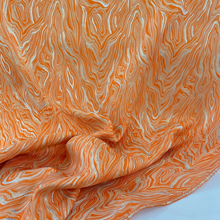 Contour Wave Brocade - Orange/Silver Metallic