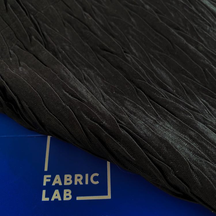 Chevron Plisse Satin - Black