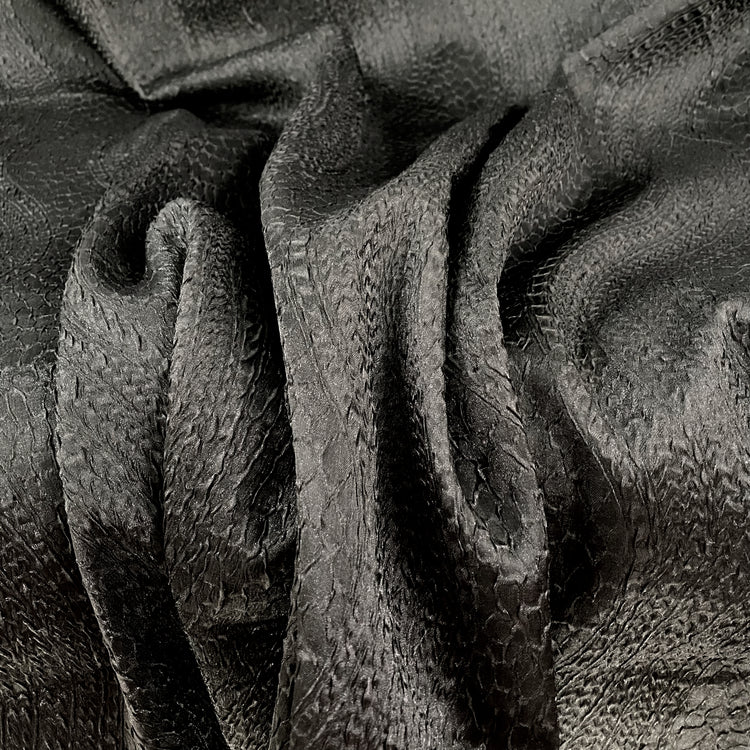 Bonded Satin - Crinkle Waves - Black