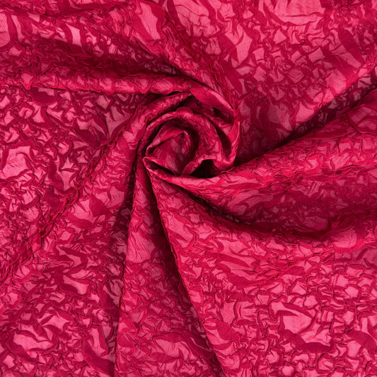 Organic Petal-Creased Chiffon - Bonded - Crimson Pink