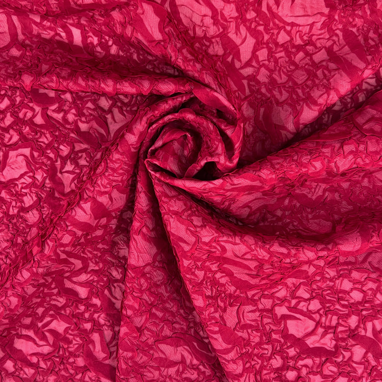 Organic Petal-Creased Chiffon - Bonded - Crimson Pink