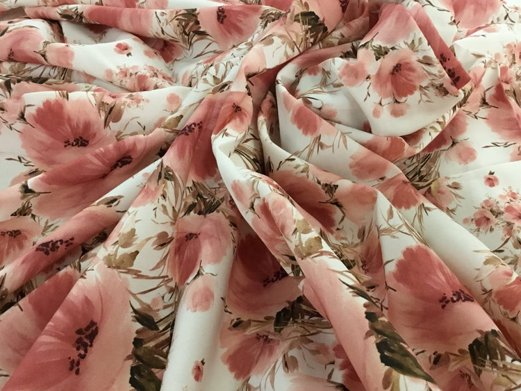 Ornate Rose Twill - Pale Pink/Rosy Brown