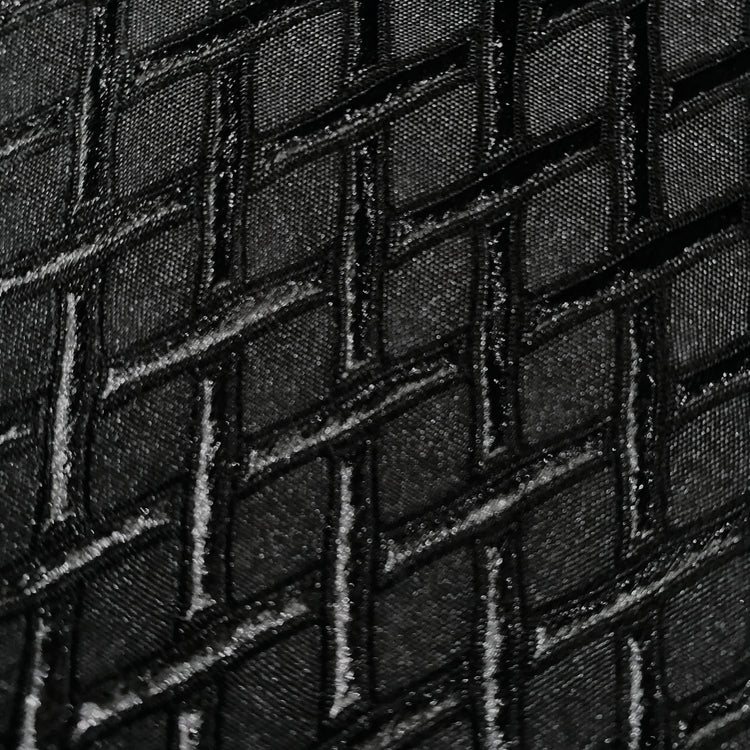 Diamond Hatch Poly/Spandex Damask - Black