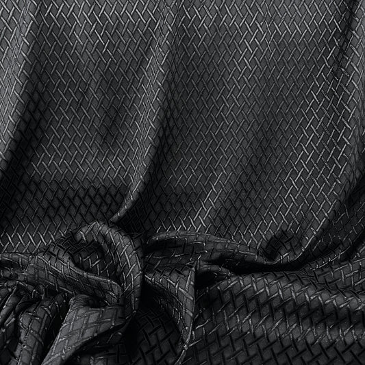 Diamond Hatch Poly/Spandex Damask - Black