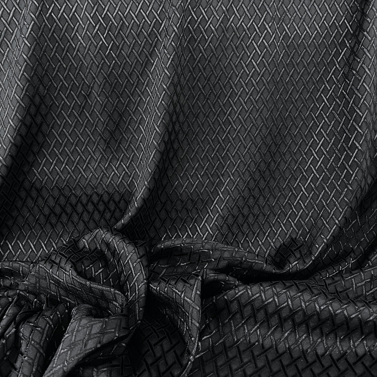 Diamond Hatch Poly/Spandex Damask - Black
