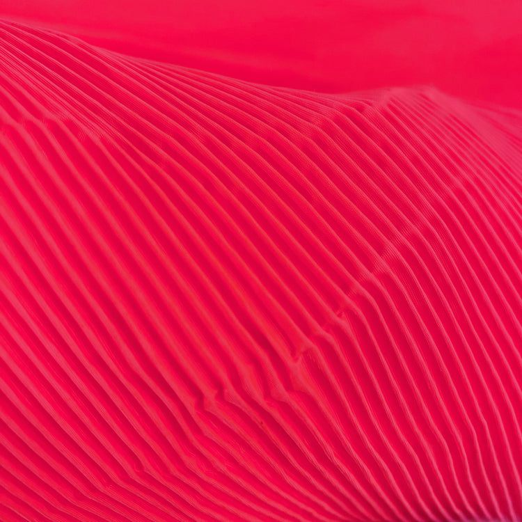 Accordion-Pleated Taffeta - Fluorescent Coral
