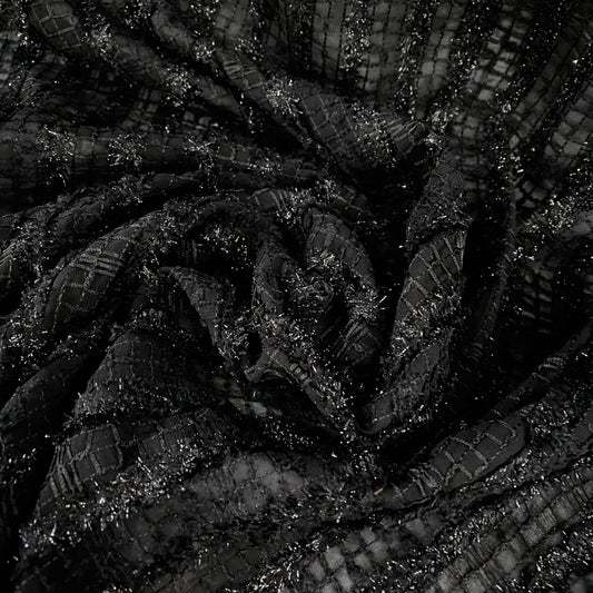 Woven Chiffon Appliqué - Black/Metallic