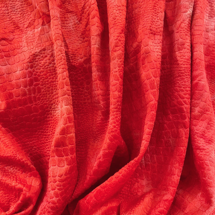 Knitted - Short Cut Pile - Embossed Crocodile Print - Lobster