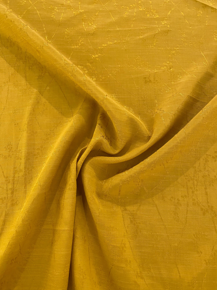 Floral Blossom Silk/Cotton/Linen Damask Dupion - Gold
