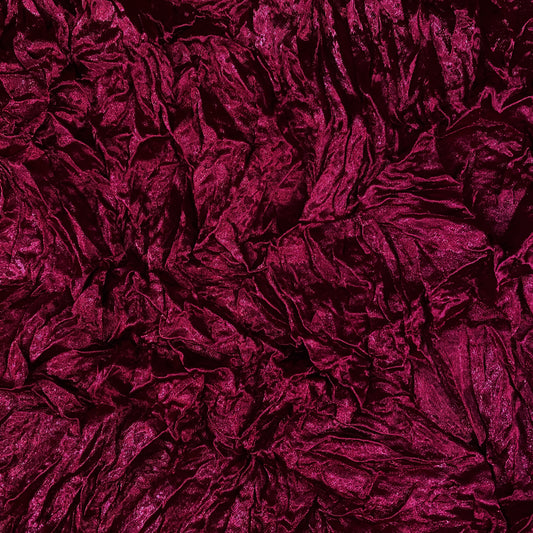 Crushed Shibori Plisse Satin - Crimson Red