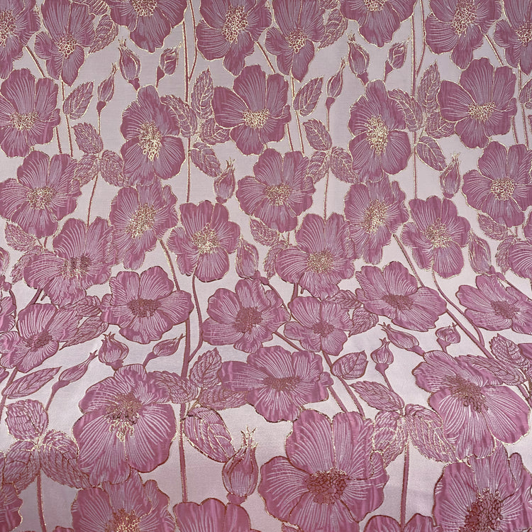 Hibiscus Ripple Brocade - Metallic - Gold/Pink