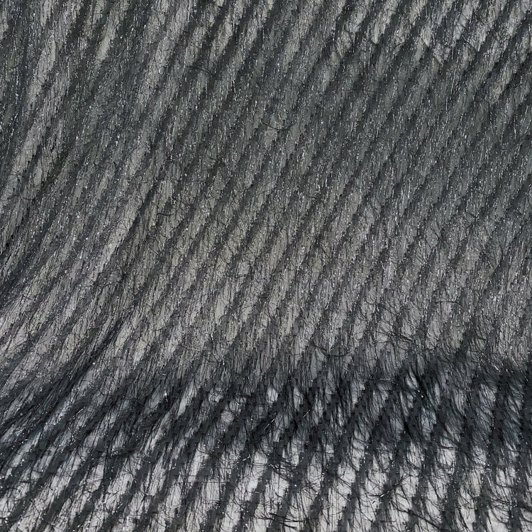 Fringe Striped Sheer Gauze - Black