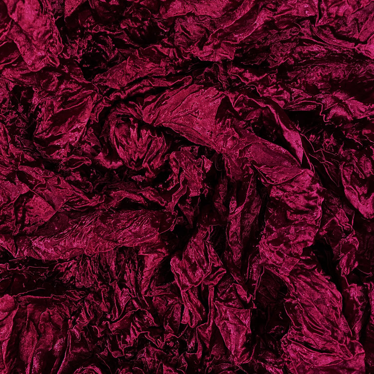 Crushed Shibori Plisse Satin - Crimson Red
