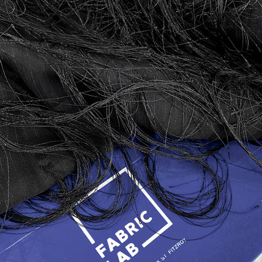 Long Tasseled Dobby Weave Chiffon - Black