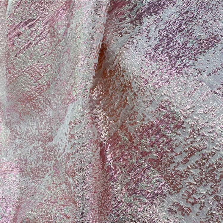 Stone Grain Brocade - Metallic - Pink/Silver