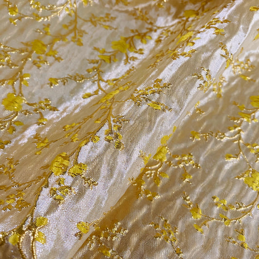 Floral Blossom Brocade - Metallic - Gold/Lemon Yellow