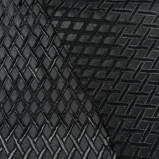 Diamond Hatch Poly/Spandex Damask - Black